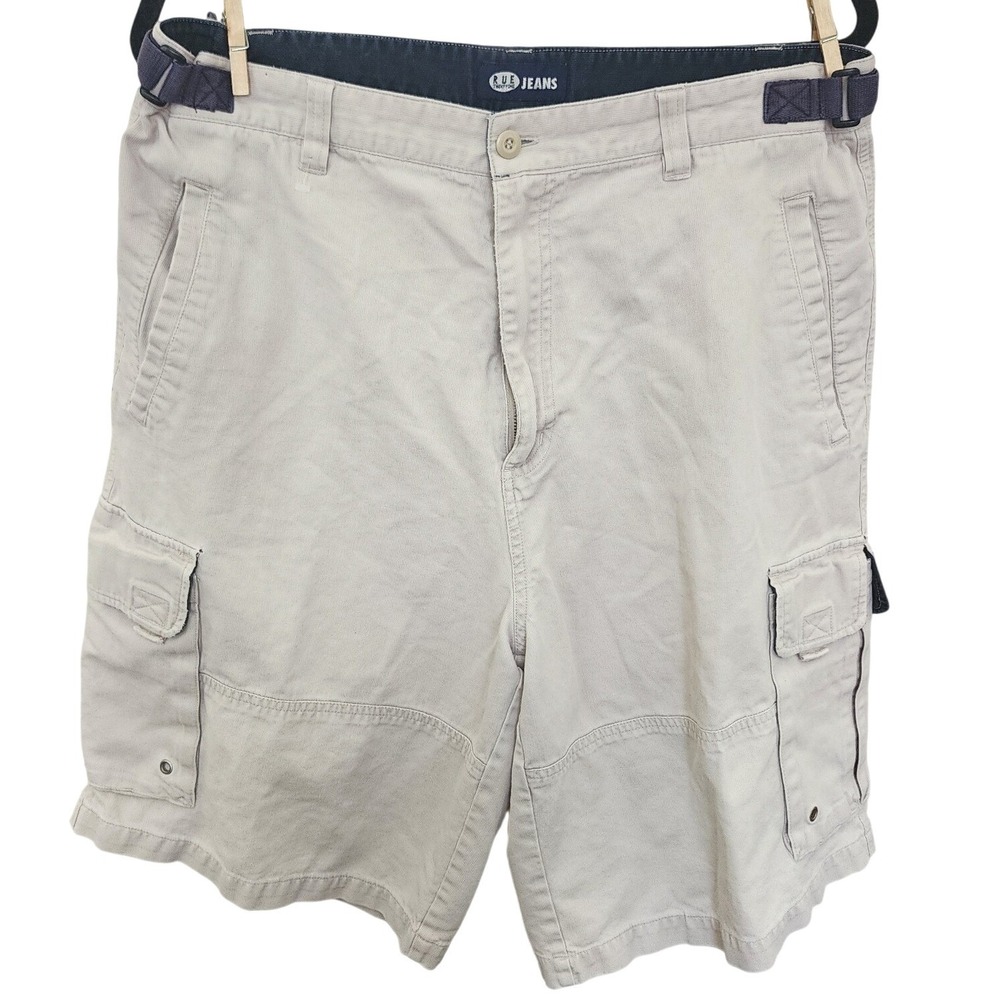 Blue‎ Jeans Mens Tan Corduroy Cargo Shorts Khaki Utility Cinch Waist Casual